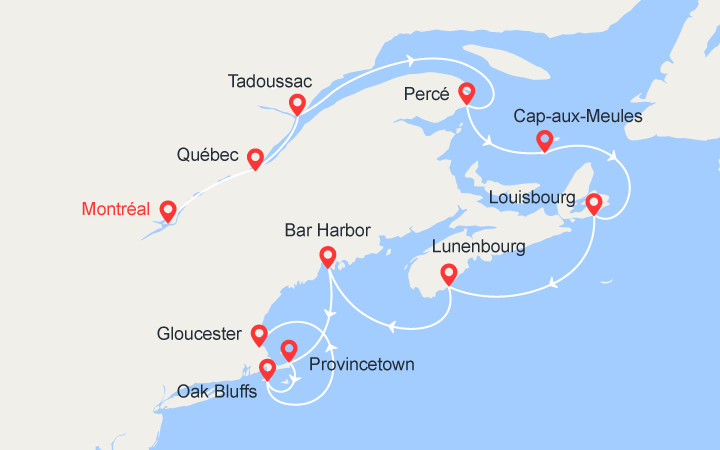 Itinéraire Du Saint-Laurent à la côte est américaine 