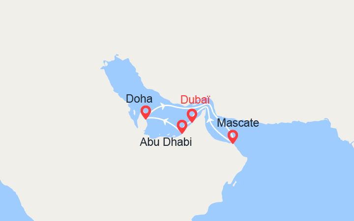 itinéraire croisière Moyen Orient : Emirats Arabes Unis, Qatar, Oman 