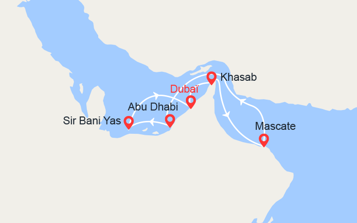 itinéraire croisière Moyen Orient : Emirats Arabes Unis et Oman 