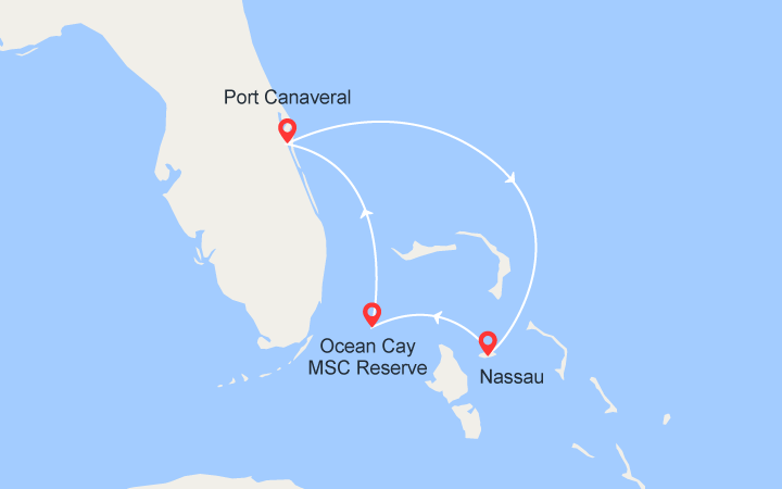 itinéraire croisière Caraïbes et Antilles : Escapade aux Bahamas : MSC Ocean Cay & Nassau 