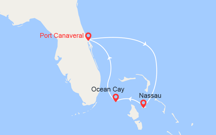 itinéraire croisière Caraïbes et Antilles : Escapade aux Bahamas : Nassau & MSC Ocean Cay 