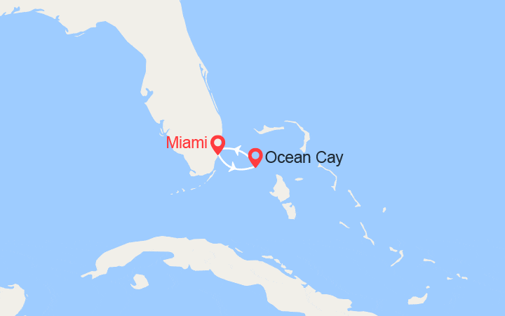 Carte itinéraire croisière escapade aux bahamas ocean cay