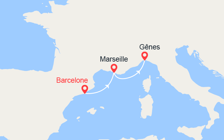 itinéraire croisière Méditerranée Occidentale : Escapade en Méditerranée : de Barcelone à Gênes 