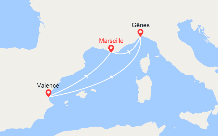 itinéraire croisière Méditerranée Occidentale : Escapade en Méditerranée: Marseille, Gênes, Valence 