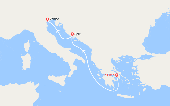 Carte itinéraire croisière escapade en mediterranee croatie italie