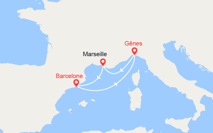 itinéraire croisière Méditerranée Occidentale : Escapade France, Espagne 