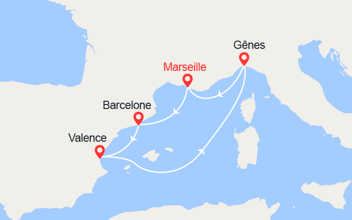 itinéraire croisière Méditerranée Occidentale : Escapade Méditerranéenne 