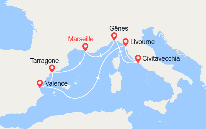 itinéraire croisière Méditerranée Occidentale : Espagne, Italie 