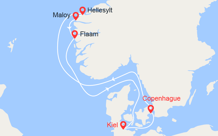 itinéraire croisière Fjords : Fjords de Norvège : Hellesylt, Maloy, Flam 