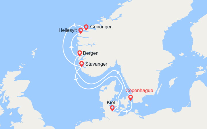 itinéraire croisière Fjords - Fjords : Fjords de Norvège: Bergen, Geiranger, Stavanger 