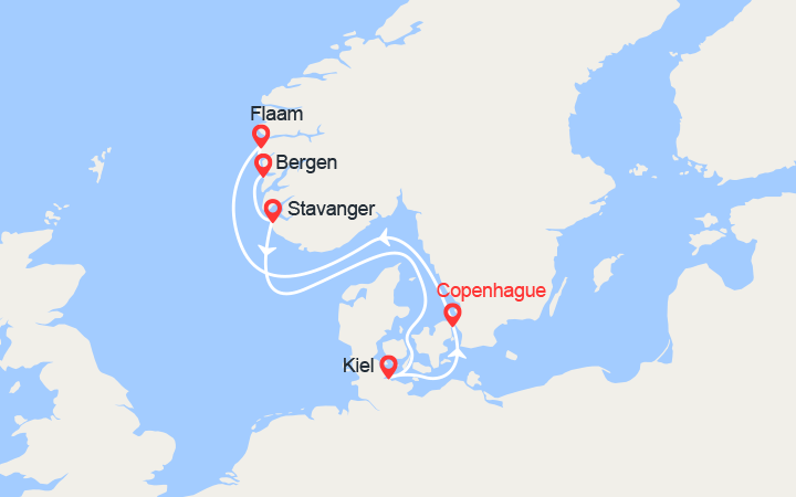 itinéraire croisière Fjords : Fjords de Norvège: Flam, Bergen, Stavanger 