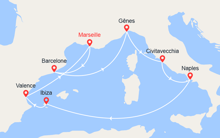 Itinéraire France, Espagne, Italie, Baléares 