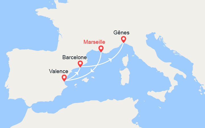 itinéraire croisière Méditerranée Occidentale : France, Espagne, Italie: de Marseille à Gênes 