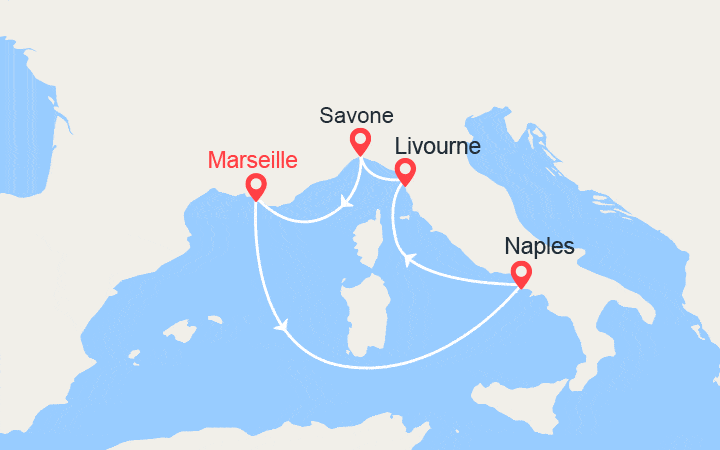 itinéraire croisière Méditerranée Occidentale : France, Italie