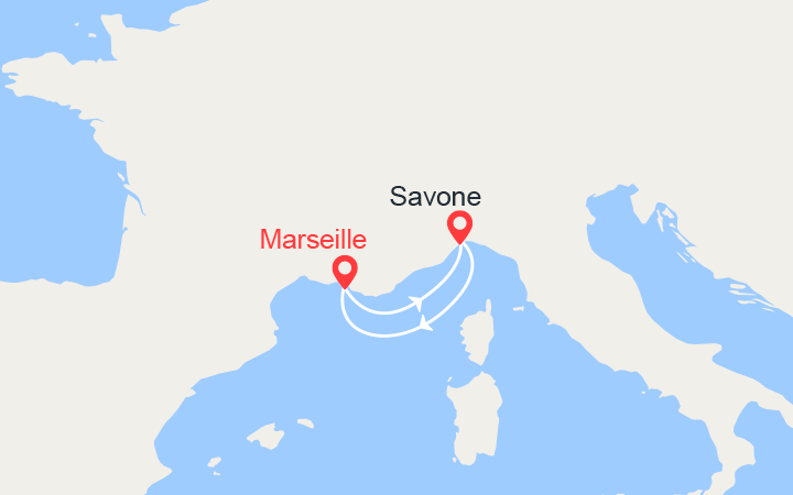 Itinéraire France, Italie au départ de Savone 