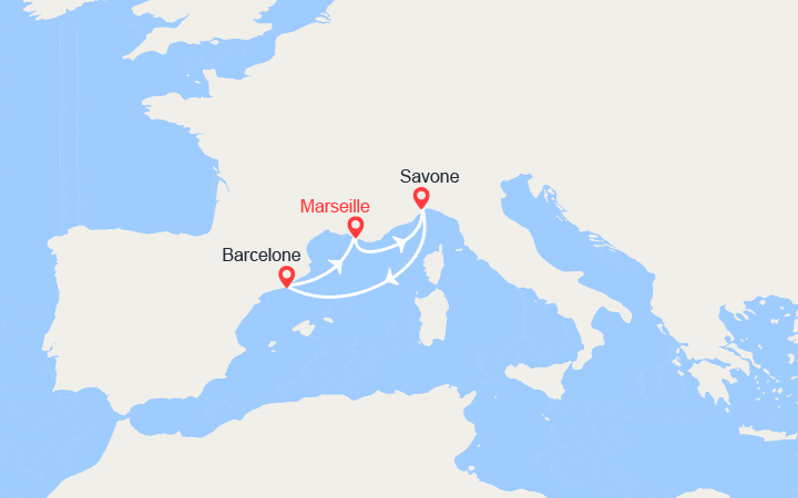 Carte itinéraire croisière france italie espagne