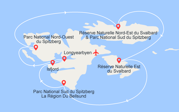Itinéraire Grande expédition autour de l’archipel du Svalbard 