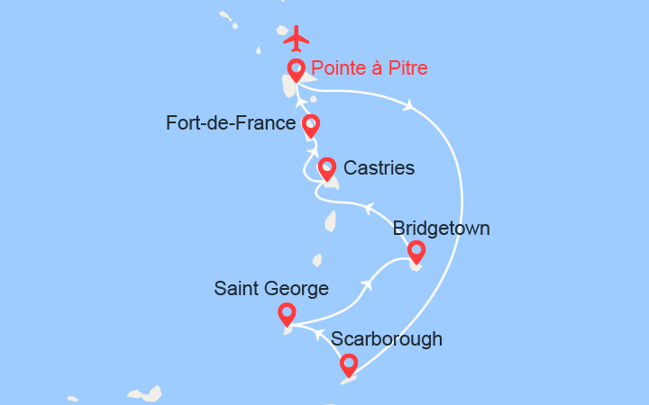 Itinéraire Guadeloupe, Tobago, Grenade, Barbade 