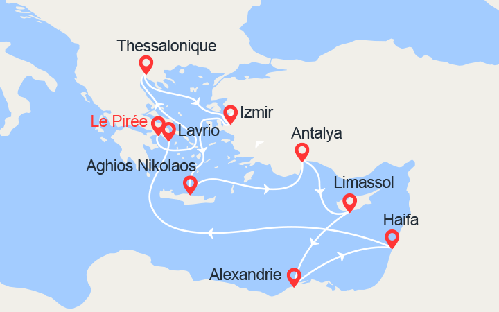 Itinéraire Iles Grecques, Turquie, Egypte, Israël 