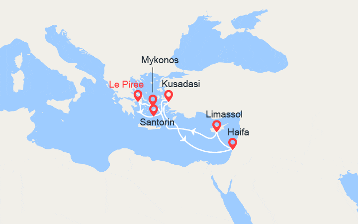 Itinéraire Iles grecques, Turquie, Israël, Chypre 