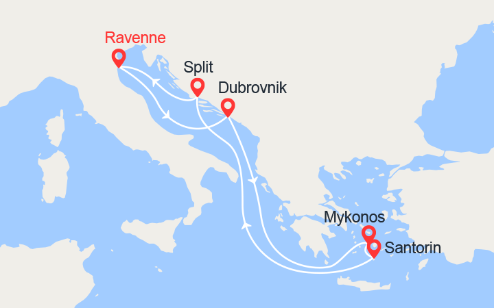 Itinéraire Iles Grecques et Croatie 