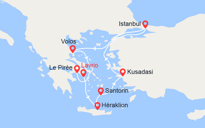 Itinéraire Iles Grecques et Turquie 