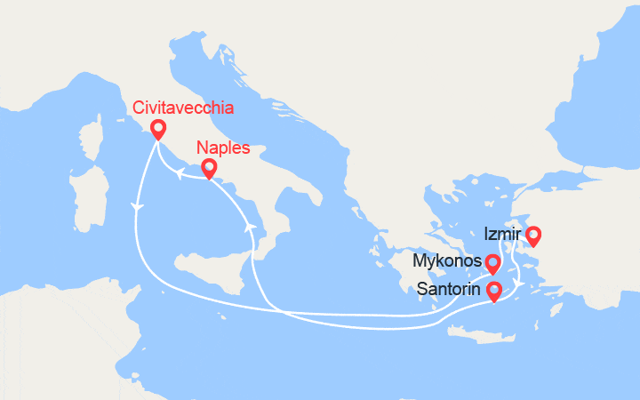 itinéraire croisière Méditerranée Orientale - Iles grecques : Iles Grecques et Turquie 