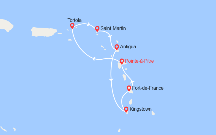 itinéraire croisière Caraïbes et Antilles : Iles Vierges et Antilles 