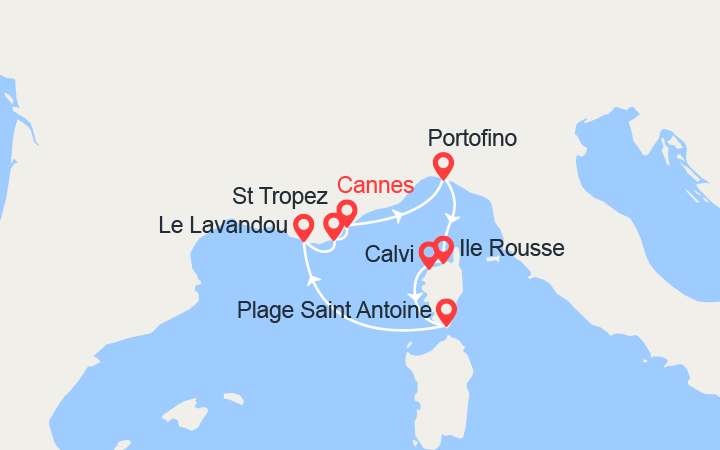 itinéraire croisière Méditerranée : Italie, Corse & Côte d'Azur 