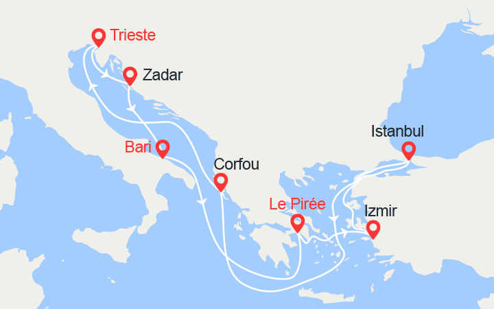 Itinéraire Italie, Croatie, Grèce, Turquie 