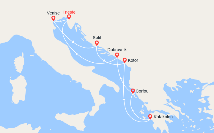 Itinéraire Italie, Croatie, Monténégro, Grèce 