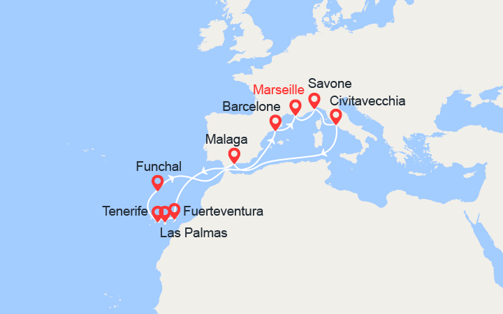 itinéraire croisière Canaries Madère : Italie, Espagne, Canaries, Madère 