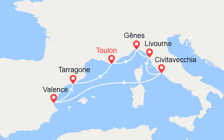 Itinéraire Italie, Espagne, Côte d'Azur 