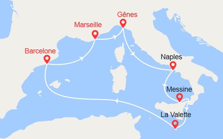 Itinéraire Italie, Espagne, France 