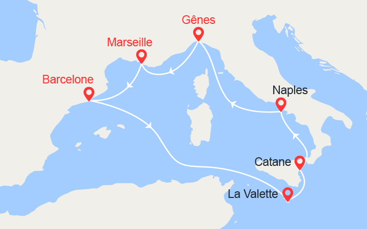 Itinéraire Italie, Espagne, Malte 