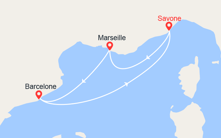 Itinéraire Italie, France, Espagne 