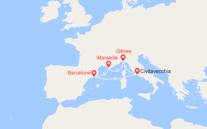 Itinéraire Italie, France, Espagne 