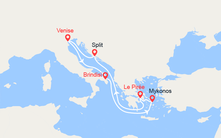 itinéraire croisière Iles grecques : Italie, Grèce, Croatie 
