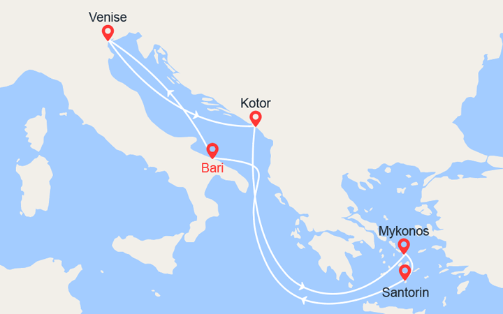 Itinéraire Italie, Monténégro, Iles grecques 