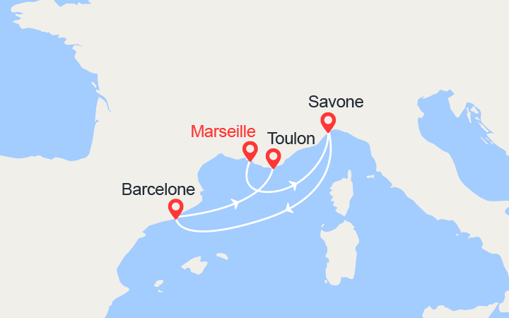 itinéraire croisière Méditerranée Occidentale : Italie, Provence 