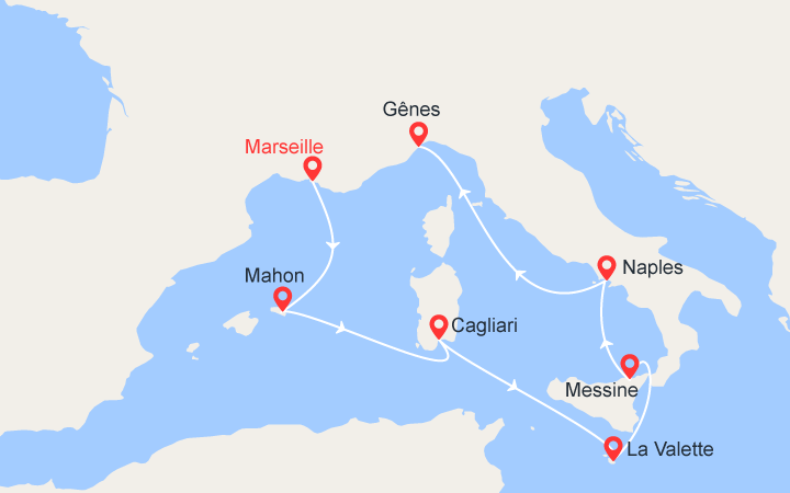 Itinéraire Italie, Sicile, Espagne, Tunisie 