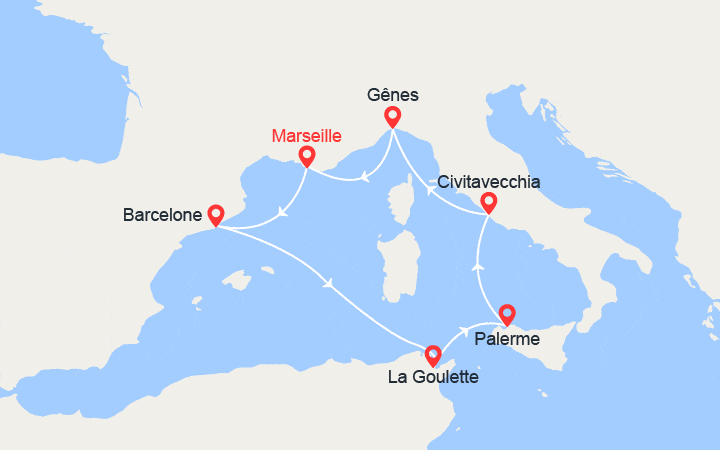 Carte Croisière Sicile, Espagne, Tunisie, Provence Carte Croisière Sicile, Espagne, Tunisie, Provence
