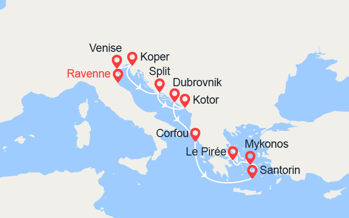 itinéraire croisière Croatie/Adriatique : Italie, Slovénie, Croatie, Monténégro, Iles Grecques 