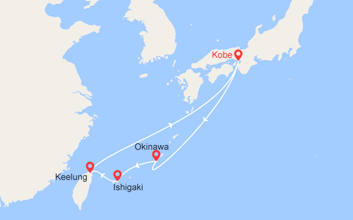 Itinéraire Japon et Taïwan : Kobe, Okinawa, Ishigaki, Keelung  