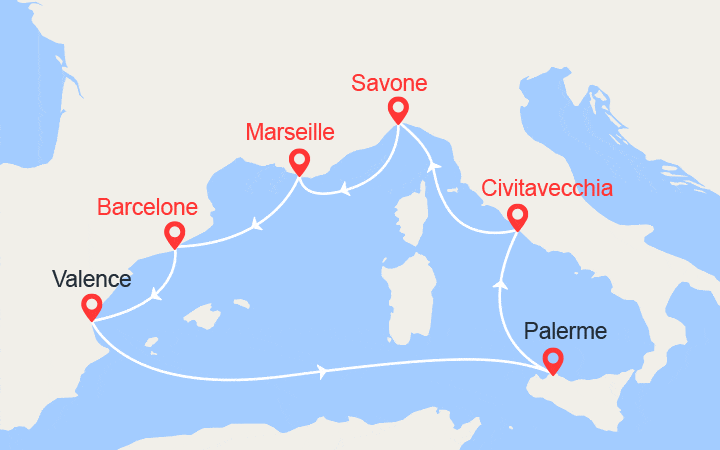 Carte Croisière L'éclat de la Méditerranée Carte Croisière L'éclat de la Méditerranée