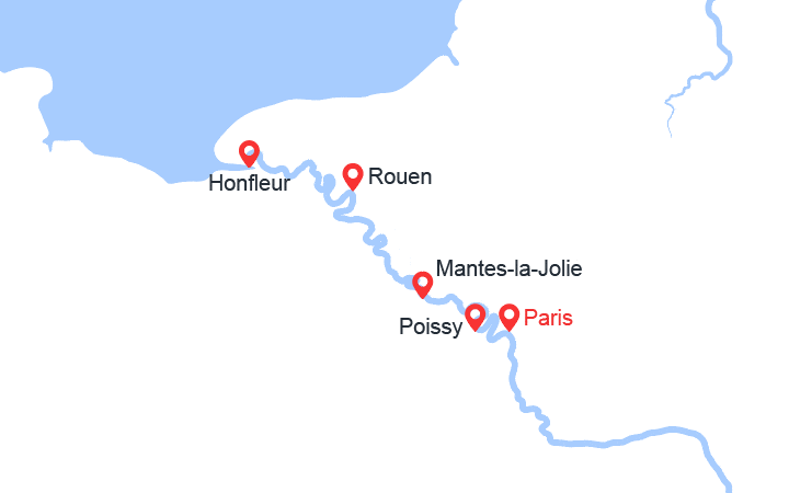 Carte itinéraire croisière la vallee de la seine et ses escales incontournables sen_pp