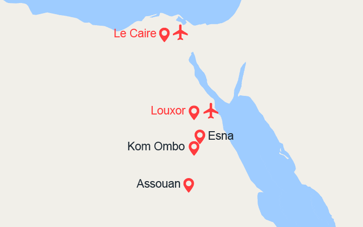 itinéraire croisière Nil - Nil : Le Caire & croisière sur le Nil : sur la Terre des Pharaons (10N) 