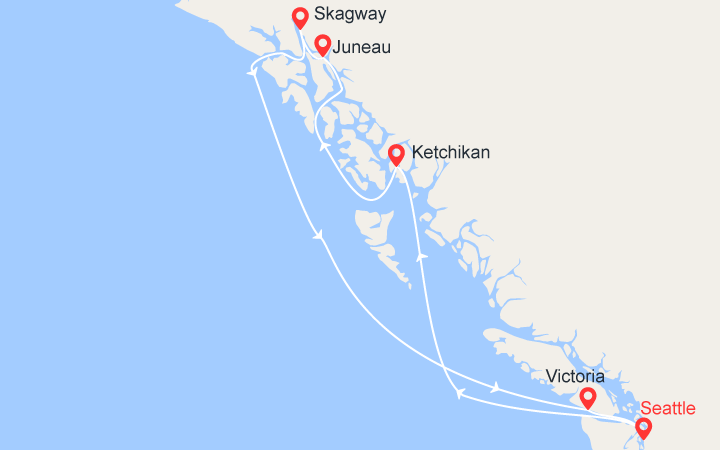 Carte itinéraire croisière Le meilleur de l' Alaska