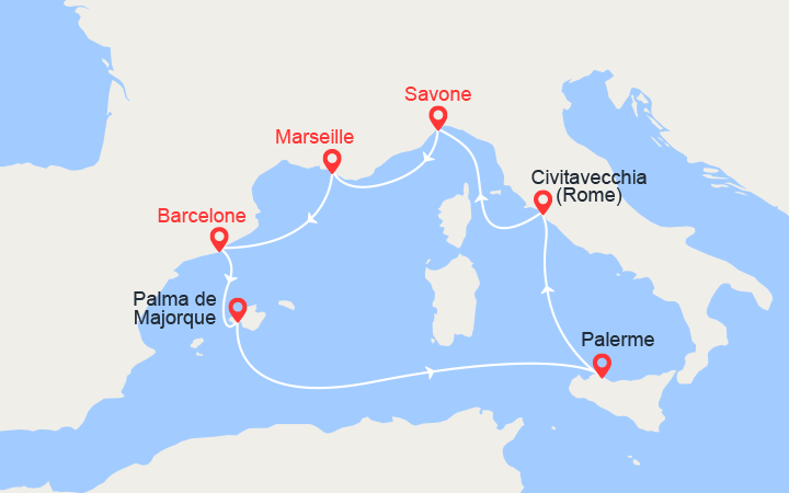 Carte Croisière Le Nouvel Éclat de la Méditerranée
