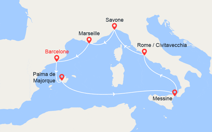 Carte Croisière L'éclat de la Méditerranée Carte Croisière L'éclat de la Méditerranée